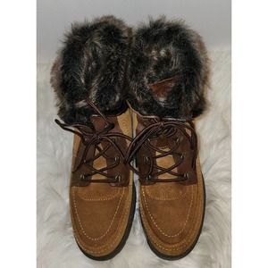 Sporto Holly Suede Winter Ankle Boots Chestnut Brown Faux